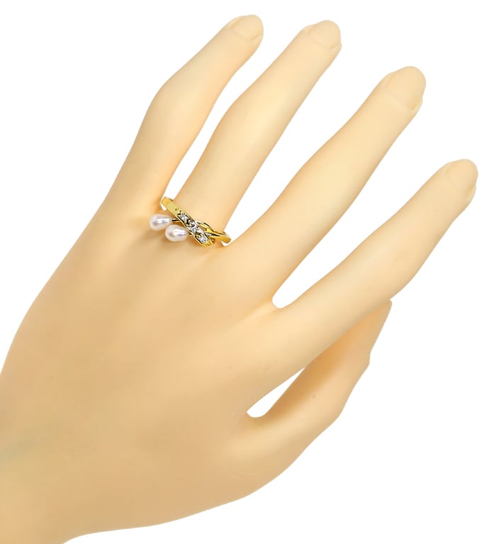 Foto 4 - Damenring Biwa Perlen, lupenreine Diamanten in 14K Gold, Q1236